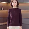 Camiseta básica de cuello medio para mujer, estilo madre, nuevo modelo otoño e invierno 2026, camiseta de manga larga para mujer de mediana edad