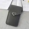 Nova bolsa transversal transparente com tela sensível ao toque para celular, carteira com fivela de cor sólida, porta-cartões, celular, estilo retrô para estudantes