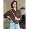 Camisa con capucha para mujer, colección primavera/otoño 2026, estilo nuevo, versátil, adelgazante, de manga larga, corte holgado, casual, simple, camisa de color liso