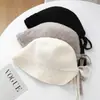 Chapéu de Pescador Novo de Alta Qualidade para Outono e Inverno para Mulheres, Chapéu de Pescador Quente Tricotado da Moda Coreana, Chapéu Bucket Liso com Etiqueta Pequena Exquisita
