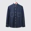 Camisa de Mezclilla de Moda Dongyu Primavera y Otoño para Mujer con Doble Bolsillo, Camisa de Manga Larga, Chaqueta de Estilo Casual Simple al por Mayor, Azul