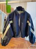 Chaqueta de dos tonos con cuello alto, chaqueta casual holgada para otoño 2026 para mujeres petite, elegante y deportiva