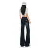 Jeans Elásticos de Tiro Alto Color Café con Microbota para Mujer 2026 Otoño Nueva Llegada Corte Delgado Modernos Sencillos Versátiles Acampanados