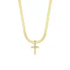 Joyería Popular Transfronteriza Europea y Americana con Colgante de Letra para Mujer Acero Inoxidable Chapado en Oro de 18 Quilates Cadena de Serpiente Plana Collar con Letra de Perla