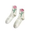 Calcetines de Tulipán Tridimensionales para Mujer, Calcetines Finos Florales de Media Pantorrilla, Absorbentes de Sudor, Transpirables, Calcetines Sueltos Dulces y Lindos, Calcetines Zhuji