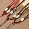 Corda para Pingente de Cinábrio de Alta Qualidade Cordão de Colar Masculino Cordão Trançado à Mão Pingente de Jade Hetian Pingente de Jadeíta Jade Cordão Ajustável para Homens e Mulheres