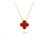 Collar de trébol de cuatro hojas de oro V de alta gama para mujer, colgante de ágata nácar tallado por CNC, trébol de la suerte de doble cara, cadena ligera de lujo para la clavícula para mujer