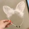 Aro para el Cabello con Orejas de Gato de Encaje Lindo de Corea del Sur Aro de Presión para Lavarse la Cara de Celebridad de Internet Accesorios para el Cabello de Maquillaje Sexy con Orejas de Conejo Cos