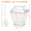 Vaso Cuadrado Transfronterizo de 2 oz y 5 oz con Tapa, Vaso de Plástico para Mousse, Vaso Desechable Transparente de PS, Vaso para Postre y Pudín