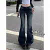 Jeans acampanados lavados estilo americano para mujer, nuevo de otoño 2026, vintage, de cintura baja, corte holgado, caídos, pierna recta