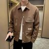 Chaqueta Nueva para Hombre con Cuello Vuelto de Primavera y Otoño 2023, Abrigo Rayado de Diseño Elegante, Moderno y Versátil para Dropshipping