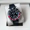 Reloj Rolex GMT con Bisel Coke, Reloj de Greenwich, Reloj Mecánico Rolex, Reloj Impermeable de Acero Inoxidable con Correa de Cuero para Hombre