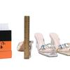 Zapatos de Mujer Cuero Genuino Verano Zapatos de Mujer de Alta Gama Verano Moda Tacón Cuadrado Sandalias de Tacón Alto para Mujer Pedrería Combinable Sexy Medio Trendy