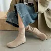 Botas Femininas Estilo Coreano~Bico Redondo Slip-on Elástico Emagrecedoras Femininas 2026 Nova Moda Outono/Inverno Versátil Salto Escondido Botas de Cano Curto