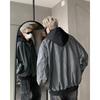 Chaqueta de cuero con capucha de dos piezas para hombre, estilo bomber holgado, estilo urbano americano, de moda, de primavera y otoño.