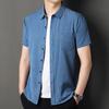 Camisa de Seda de Manga Corta de Alta Gama para Hombres de Mediana Edad y Mayores, Verano 2024 Camisa Casual Holgada para Hombre con Bolsillo, Estilo Casual Ligeramente Maduro