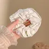 Pañuelo Cuadrado con Lunares Crema y Lazo, Goma para el Cabello para Mujer, Cuerda Versátil Estilo Bosque de Gama Alta, Banda de Goma Duradera, Scrunchie