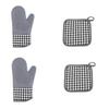 Luvas de Forno de Silicone para Cozinha Microondas Resistentes ao Calor Anti-Escaldamento Isolamento Térmico Xadrez Forradas Dois Dedos Antiderrapantes Espessas