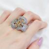 Anillo de Flor de Diamante Completo para Mujer ins Textura Noble Elegante Elegante Elegante Versátil Regalo de Celebridad de Internet Venta Caliente Tiktok Little Red Book