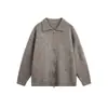 Roupas Vintage 2025 Outono/Inverno Nova Tendência Estilo Americano Marca Simples Cor Sólida Solto Casual Versátil Gola Reversível Suéter Cardigan