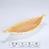 Platos de postre tejidos estilo ratán de melamina, bandejas para servir de restaurante de hot pot, vajilla tejida de bambú, platos rectangulares y platos de plástico imitación porcelana