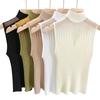 Chaleco de Punto Transparente de Malla Hueca de Verano Personalizado Transfronterizo Sin Mangas para Mujer con Cuello Semi-Alto