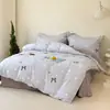 Lindo Dibujo Animado Todo Algodón Cepillado Otoño/Invierno Juego de Cuatro Piezas Funda de Edredón Gruesa de Algodón Puro Cálido Juego de Tres Piezas para Dormitorio Ropa de Cama