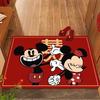 Alfombra de Piso para Boda Dibujo Animado Mickey Felpudo para Puerta de Entrada Boda Alfombra de Puerta Palabra Boda Decoración Festiva Roja Felpudo