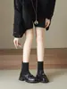 Botas de plataforma de moda con estampado de camelia, botas ajustadas para mujer, nueva colección otoño/invierno 2026, elegantes y modernas, botas marrones, botines, botines tipo calcetín