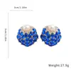 Pendientes Redondos de Resina con Perlas de Diamante Tachonadas Aguja Plateada Moda Simple Versátil Europea y Americana Pendientes de Lujo Ligero de Gama Alta para Mujeres