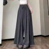 Calça Casual de Lantejoulas Brilhantes para Mulheres, Calça Saia Wide Leg com Efeito Drapeado, Cintura Alta, Emagrecedora, Caimento Solto, Comprimento no Chão, Sem Amassar