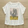 Camiseta Branca de Algodão com Fio Duplo, Estilo Étnico Vintage, Desenho de Folhas, Solta, Manga Curta, Tamanho Plus Size, Camiseta Básica Feminina para o Verão