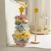 Estante de almacenamiento de goma para el cabello con forma de estrella de madera, organizador multifuncional de accesorios para el cabello, estante de almacenamiento de escritorio para gomas del cabello y accesorios para el cabello