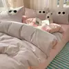 Juego de Cama de Algodón Lavado de Cuatro Piezas para Todas las Estaciones, Funda de Edredón para Dormitorio de Estudiante, Juego de Cama Individual de Tres Piezas
