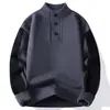 Item Quente Transfronteiriço Moda Tendência Gola Alta Botão Malha Camada Base Malha Masculino Vermelho Off-White