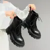 Moda Nicho Sencillo Atractivo Versátil Botas Martin Estilo Academia Mujer Versátil Plataforma Suela Gruesa Botines Casuales Negro