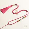 Cadena para Suéter Hecha a Mano Cuerda de Carga Alta Borla de Listón Morandi Lanyard Colgante Sólido Esmeralda Collar de Cristal de Cera de Abeja