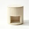 Mesa Lateral de Sofá de Travertino Branco Mesa Redonda Pequena para Terraço de Jardim Exterior Mesa de Café Pequena para Varanda Mesa de Cabeceira Criativa