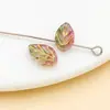 Folhas de Vidro Transparentes Pintadas de Dourado 11x7mm, Folhas Perenes, Contas Soltas Passantes, Acessórios para Joias DIY, Pingentes com Contas