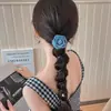 Cuerda para la Cabeza Trenza Burbuja Flor Azul Artefacto para Trenzar Cola de Caballo de Mujer Anillo para el Cabello de Línea Telefónica sin Marcas Cuerda para el Cabello de Tendón de Cuero Tocado