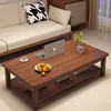 Mesa de centro de madera maciza, mesa pequeña, mesa auxiliar para sofá, mesa rectangular de doble capa para sala de estar, oficina 2026 nuevo modelo mesa de té pequeña para balcón