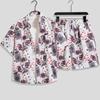 Traje de Seda de Hielo para Hombre Camisa de Manga Corta de Verano de Secado Rápido Holgada Talla Grande Colorido Pantalón Corto de Playa Conjunto de Dos Piezas a Juego para Pareja