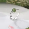 Anillo Yilu Plata de Ley S925 Jade Natural Hetian Jaspe Estilo Chino Nuevo Retro Anillo Ruyi Año Pacífico
