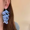 Brincos de Chiffon com Flores e Pérolas Super Feéricos 2025 Tecido Francês Design Romântico de Nicho Brincos Estilo Festa