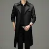 Trench Coat de Luxo Leve Longo Masculino Outono Novo Acima do Joelho Dupla Face Terno Jaqueta Top Masculina Moda Masculina