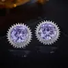 Pendientes de Lujo Ligero Estilo Francés, Exquisitos Pendientes Redondos Incrustados con Circonita, Pendientes de Aguja de Plata Retro Simples Versátiles de Alta Gama para Mujer