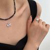 Anel de Zircônia Redonda com Diamante em Prata Esterlina 925 Anel Feminino Simples Leve Luxo Exquisito Elegante Design Push-Pull J5055