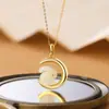 Collar del Zodiaco Guochao Conejo de Jade Colgante de Jade Blanco Acento de Gema Roja Atuendo Suave de Nuevo Estilo Chino Lujo Ligero Nicho Estilo Versátil