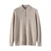 Suéter de Cashmere Puro de Alta Qualidade e Luxo Baicai Rong Outono/Inverno 2026 para Homens com Gola Polo Suéter de Cashmere