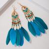 Pendientes de Borla para Turismo Yunnan Dali Lijiang Pendientes Largos Bohemia Distintivos Joyería con Colgante de Hoja para el Cabello